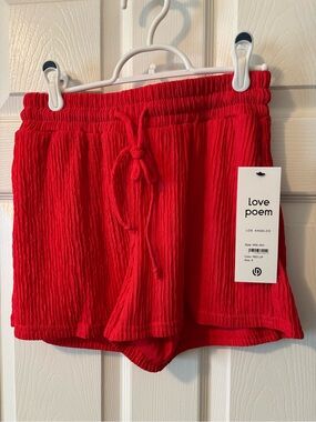 Love Poem Women's Red Crinkle Drawstring Athletic Shorts